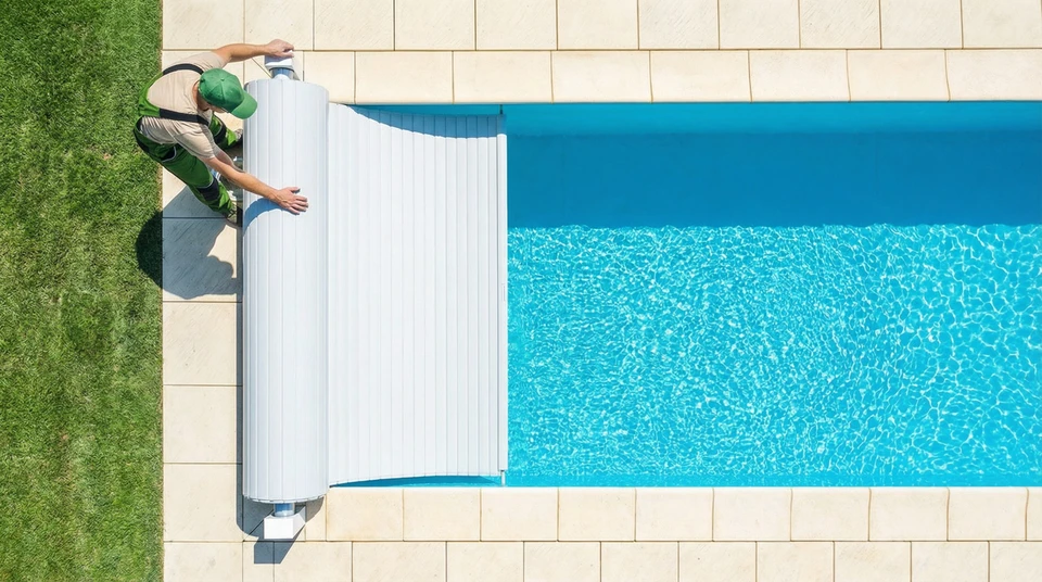 Ouvrier en rappel équipé d'un casque bleu et vêtements violets effectue des travaux sur façade verticale beige